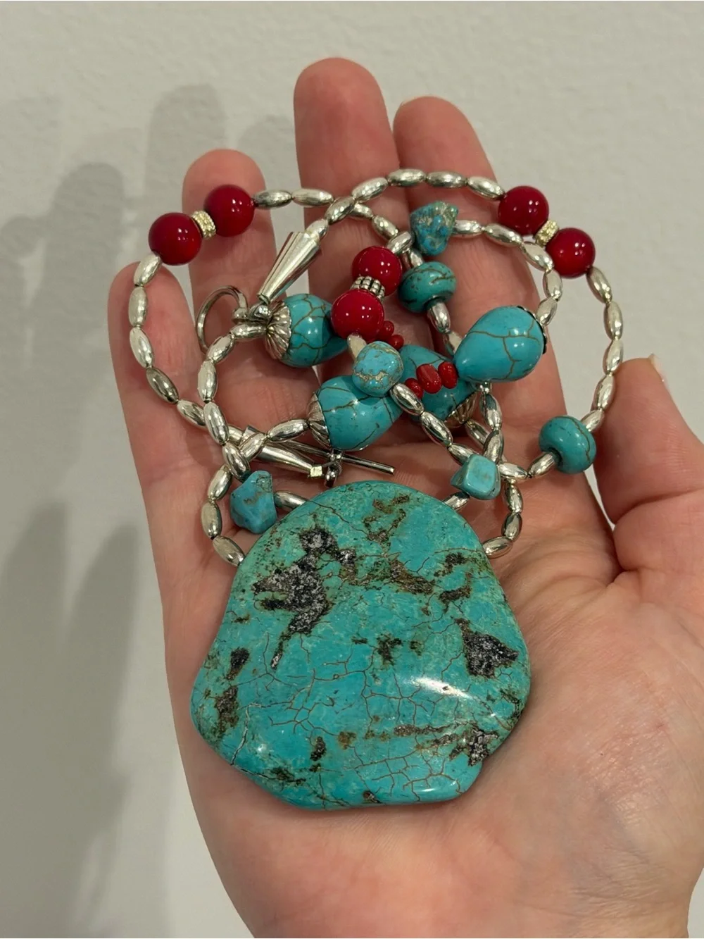 Turquoise Statement Necklace with Beaded Accents